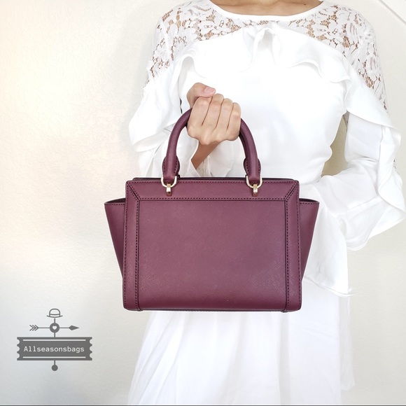 NWT Michael Kors Tina Small messenger plum satchel - Picture 3 of 8